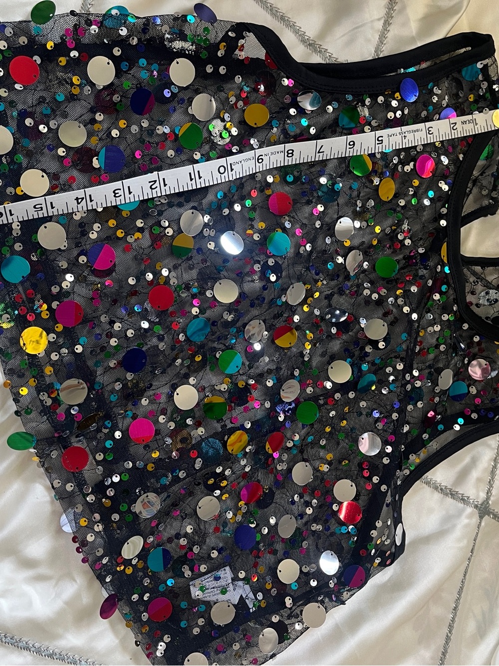 Sequin Mesh Tank Top — Multicolor Reflective Dots - Picture 1 of 4